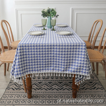 toalha de mesa engrossada de poliéster e linho houndstooth